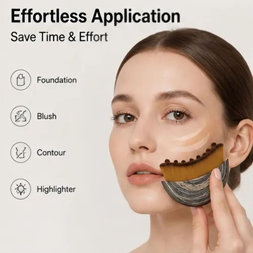 Brocha Maquillaje Curva Base Contorno Estuche Brown