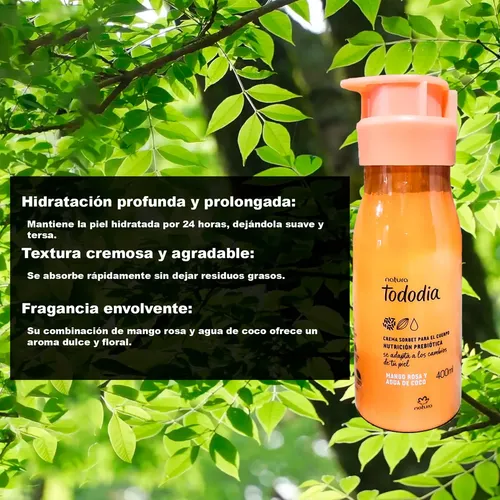 Crema Cuerpo Mango Rosa Y Agua De Coco Tododía 400ml Natura