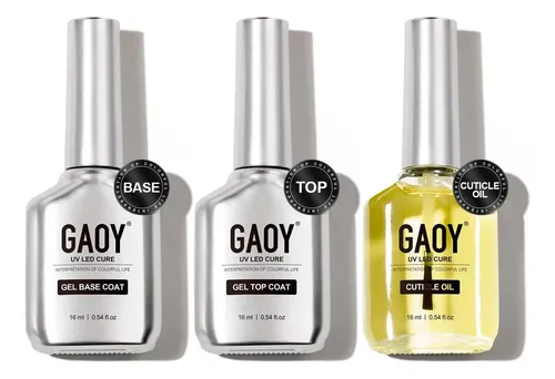 Gaoy Set De Gel Para Uñas: Top Coat, Base Coat Y Aceite De