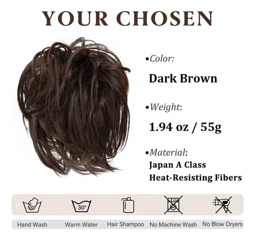 2 Piezas Extensión De Moño De Pelo Rizado Chongos T Regalo