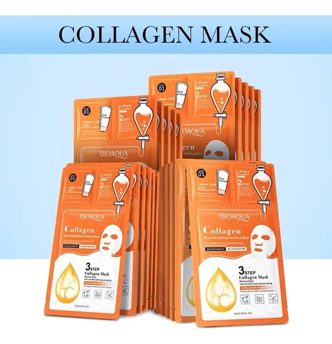 Set De Mascarillas Faciales Bioaqua X 3 Aloe-colageno-hialu
