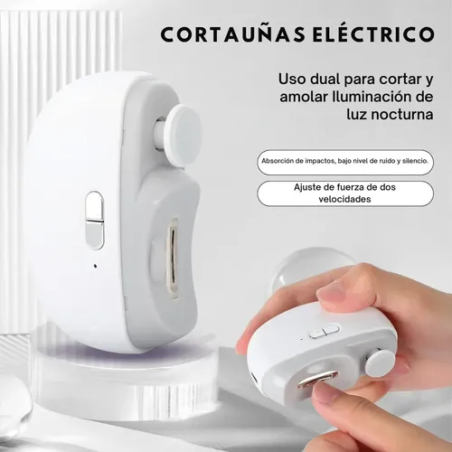 Cortaúñas Eléctrico Usb 3 En 1 Con Pulidor E Iluminacion