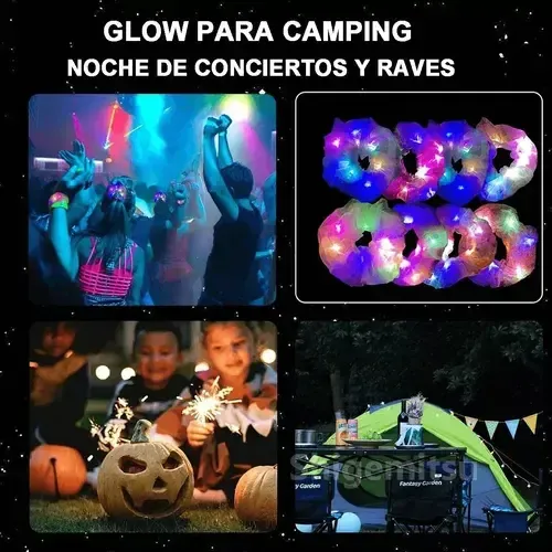 A 12pzs Goma Elásticas Led Light Pelo Scrunchies Para ,