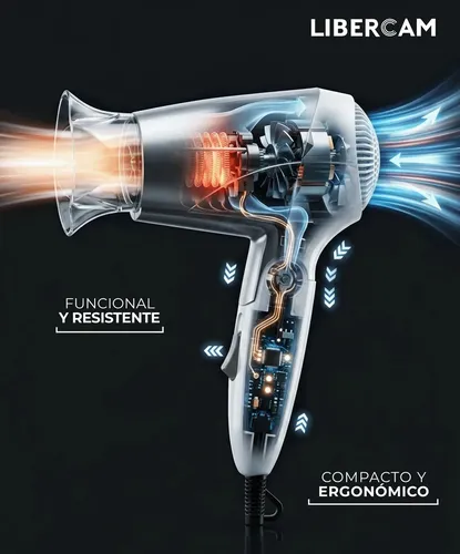Secador De Pelo Cabello Libercam RSEC-01 Caliente 2 Velocidades 1000w Color Blanco y Gris