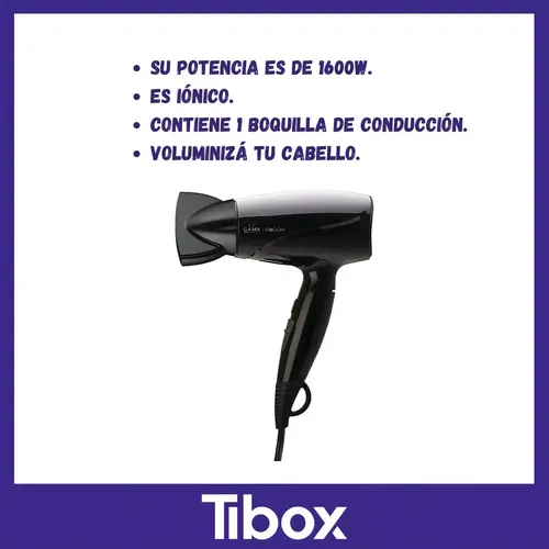 Gama Secador De Pelo Eolic Helios Mango Plegable Color Negro