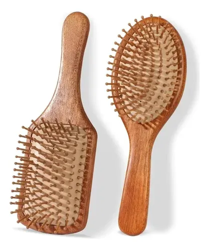 2 Peines De Mango De Madera Multifuncionales