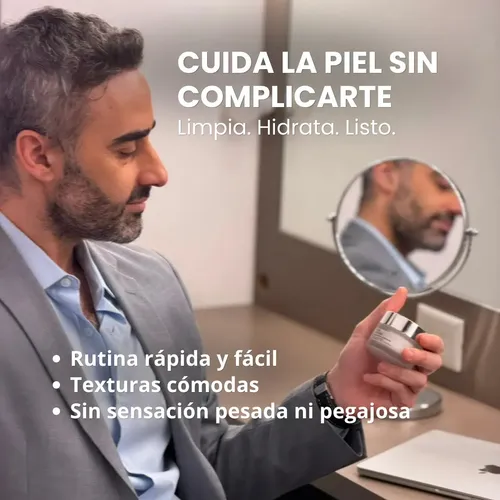 Kit skincare para hombres | Crema hidratante, Limpiador facial y Neceser | Combo para viaje, gimnasio, después de afeitarte