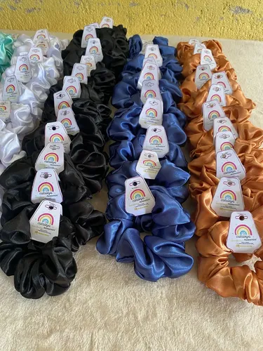 Scrunchies De Saten Pack X100 Mayorista Accesorio Antifrizz
