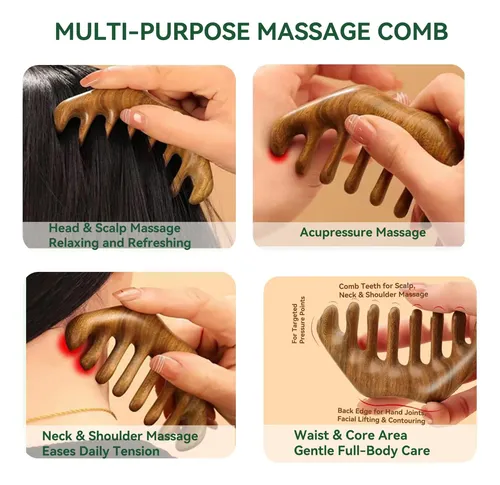 Masajeador Papipapiqiao De Sándalo Verde Gua Sha