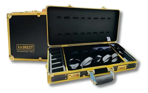 Everest Maletín Organizador Barbería Peluquería Grande Color Negro Y Dorado