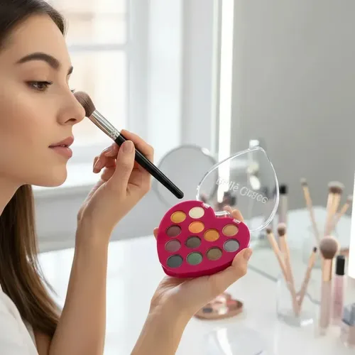 Sombra Ojos Brillante Tono 02 Paleta Corazon 12 Tonos Maquillaje Rostro Veoquiero