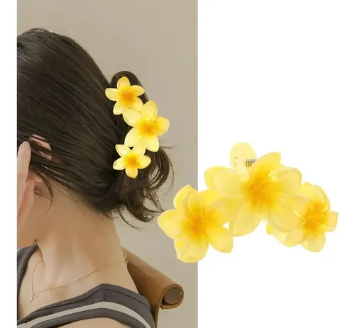 6 Pinzas For El Pelo Con Forma De Flor De Plumeria Y