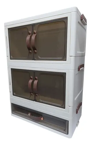 Gabinete Organizador Plástico Apilable 3 Niveles Con Puertas