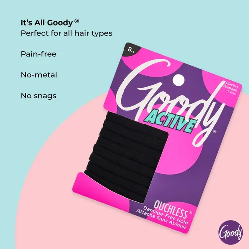 Ligas Para El Pelo Goody Gruesas Deportivas 8 Unidades Negra