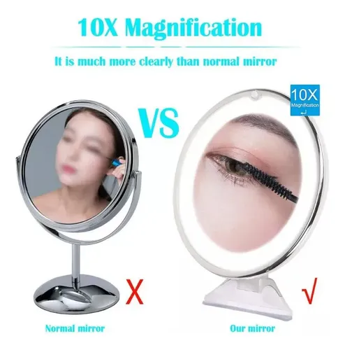 Espejo De Maquillaje Led 360, Aumento Flexible De Ventosa