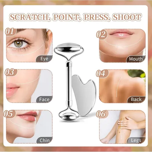 Rodillo Facial Y Gua Sha De Acero Inoxidable – México