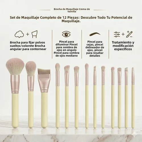 Pincel De Maquillaje Portátil Set Sombra Polvo Rubor Sin