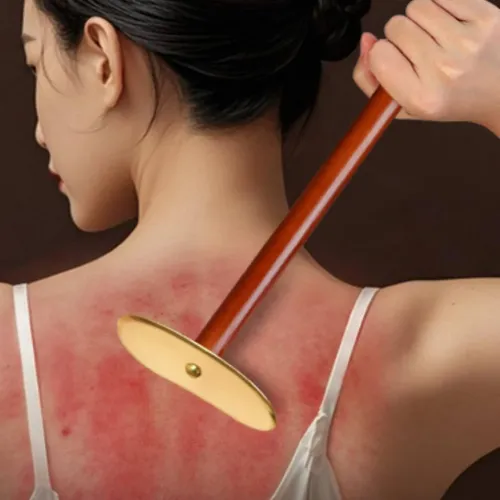 Herramienta Gua Sha De Uso Personal Palosanto Latón Largo