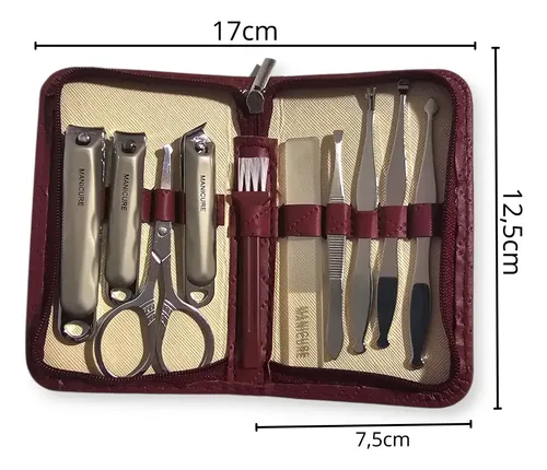 Set Manicura 10 Piezas Estuche Organizador Pedicuta Alicate