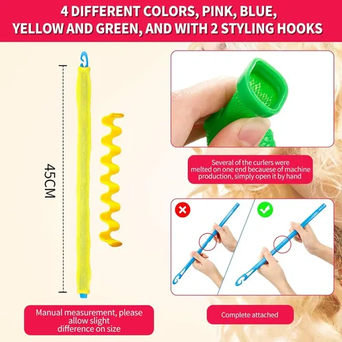 Kit De 28 Rulos Espirales Sin Calor Willbond 45 Cm Colores