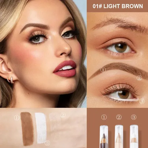 Set De Lápiz Para Cejas Y Ojos 3 En 1, Uock, Color Rubio