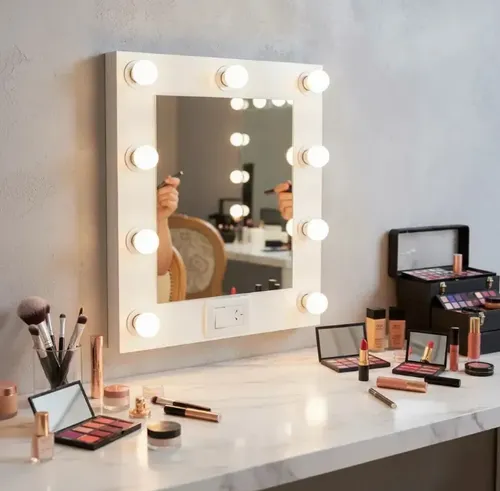 Espejo De Maquillaje Hollywood Genialoso Monroe Blanco Con Luces Led 50x60cm