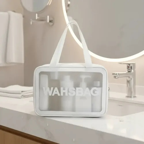 Neceser Viaje Maquillaje Portacosméticos Washbag Blanco Grande 29x9xh20