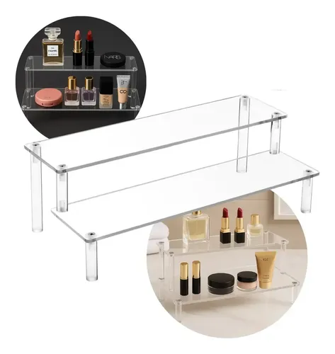 Organizador de Maquillaje Acrílico Waffy con 2 Compartimentos para Tocador