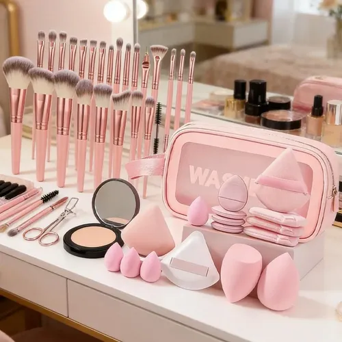 Set De 44 Brochas De Maquillaje Profesional Con Funda, Cara