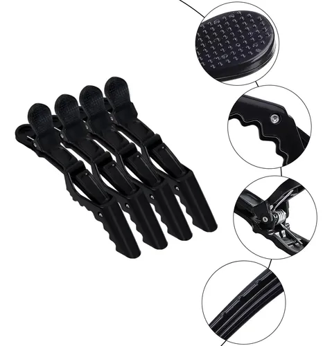 24pzs Pinzas Cocodrilo For Cabello Fijas Peluqueria Negro