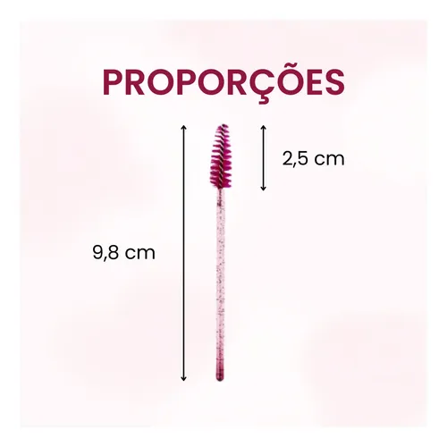 Pack de 50 Cepillos Desechables para Pestañas y Cejas Rosa con Brillo