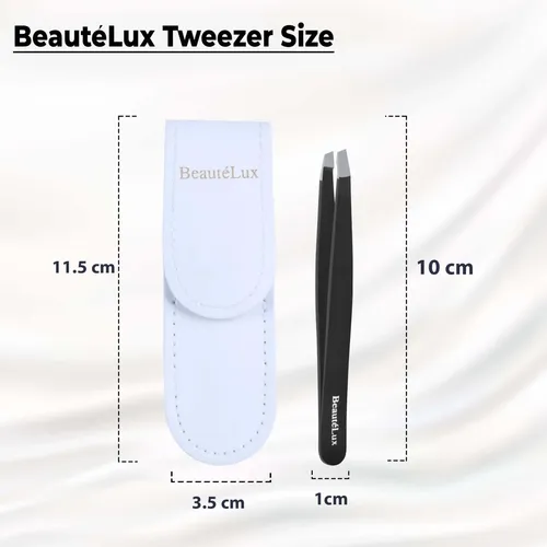 Pinza Para Cejas Beautélux Premium Con Punta Inclinada De Ac