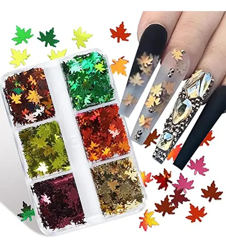 Pegatinas 3d Para Decoración De Uñas De Otoño Con 6 Cuadrícu