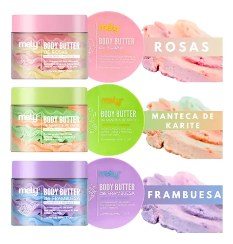 Body Butter Mely Manteca Corporal Hidratante Con Aroma 110gr Fragancia Rosas