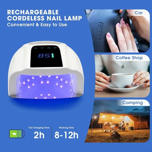 Lámpara Uv Led Para Uñas 96w Blanca Recargable