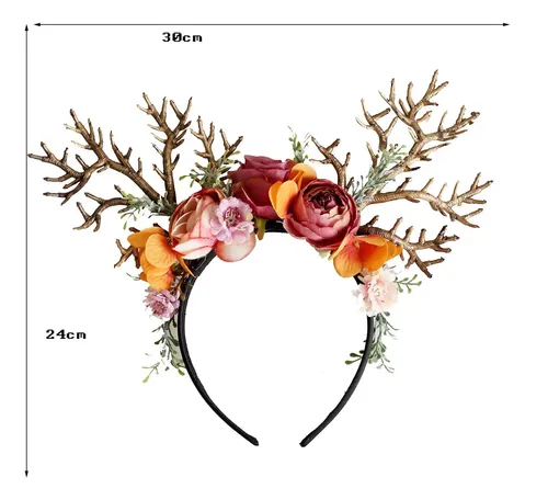 Diadema Navideña Antlers, Diadema Con Aro De Pelo De Ciervo