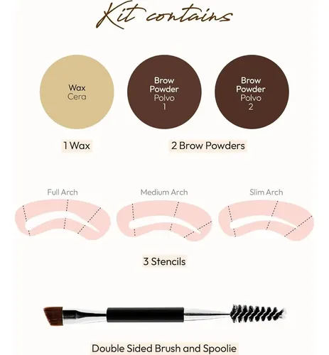 Kit De Cejas Ruby Kisses Go Brow Con Polvo Y Cera, 3