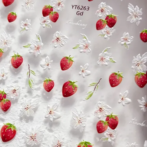 Pegatinas Para Uñas De Fresa Y Flores Jelly