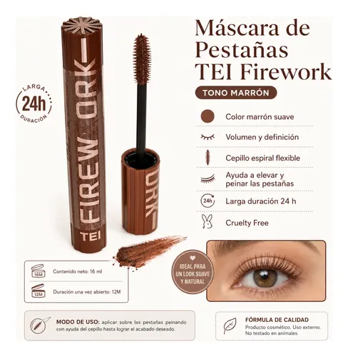 Máscara Pestañas Marrón Tei Firework 24h Volumen 16ml