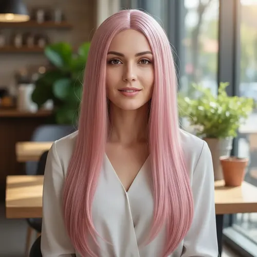 Peluca Lacia Rosa Fibra Sintetica Cosplay Drag Oncológica