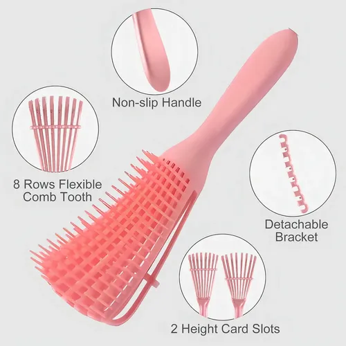 Kit De Cepillos Y Peines Para Cabello Rizado De Univio, Pack Rosa