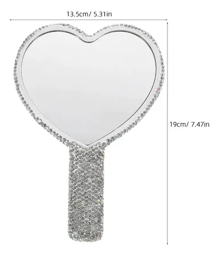 Espejo Portátil Con Mango De Maquillaje De Diamante .