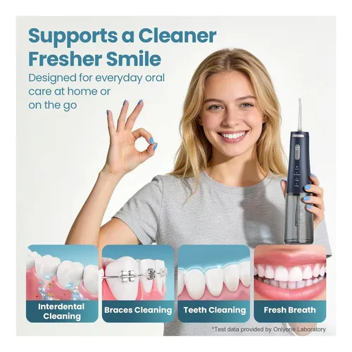 Irrigador Bucal Portátil Con Hilo Dental De Agua Onlyone Azul
