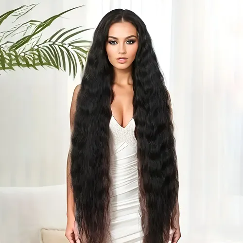 Elegantes Pelucas Largas Para Mujer, Onduladas, Extra Negras
