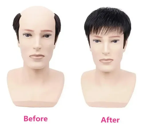 Peluca Corta Lisa Con Flequillo Para Hombre