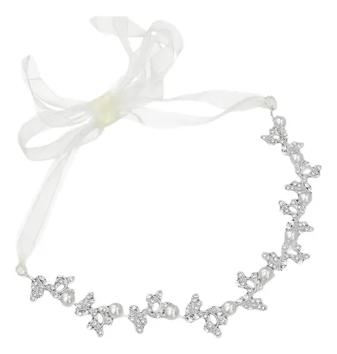 Diadema De Hojas De Cristal Plateadas Para Cabello De Aleaci