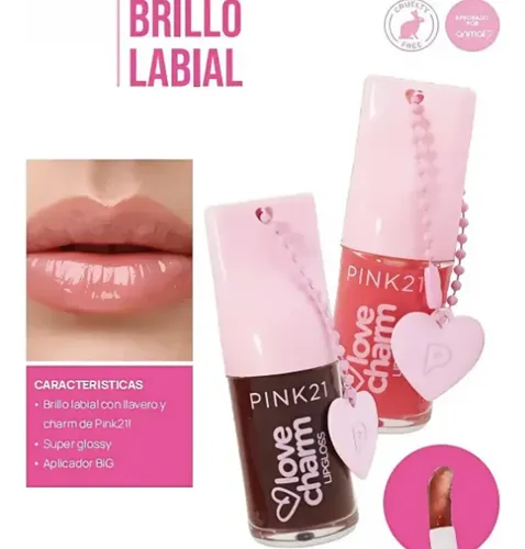 Set X6 Lip Gloss Pink 21 Love Charm Brillo Suave Aromatico