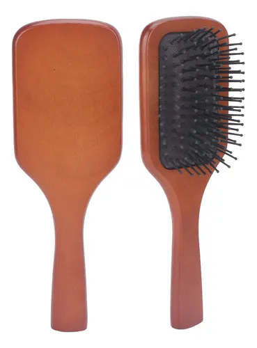 Cepillo De Pelo Tipo Paleta, Mango De Madera, Fácil De Desen Brown With Black Bristles