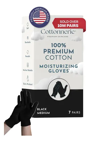 Guantes De Algodón Hidratantes Negros Para Manos Secas