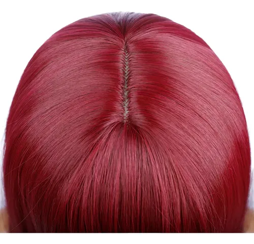 Peluca De Pelo Largo Y Liso Para Mujer, Color Rojo C11
